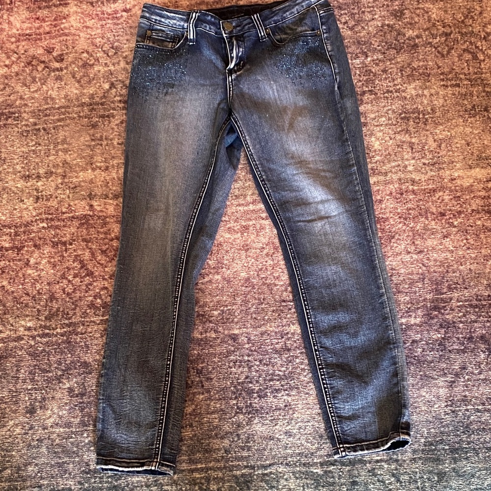 Rampage Blue Skinny Jeans Mid Rise Embellished 5 Jr Sophie